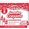 Cra-Z-Art Jumbo Crayon Bulk Class Pack 200ct 8 Assorted Colors, 25 Jumbo Crayons in Each Color, Back To School Supply List Essential, Bulk Pack for School Supply Rooms and In Class For Teachers(Multi color)