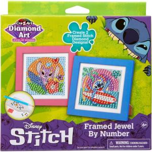 CRA-Z-Art Disney Stitch Framed Chunky Gem by Number Kit, Diamond Art Painting Kits – DIY Diamond Jewel by Number Art, Creative Gem Craft, Great Gift for Birthdays for Girls and Boys Ages 6 and Up