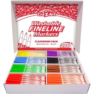 Cra-Z-Art Washable Fine Tip Markers Bulk Class Pack 200ct 8 Assorted Colors, Back To School Supply List Essential, Bulk Pack for School Supply Rooms and In Class For Teachers