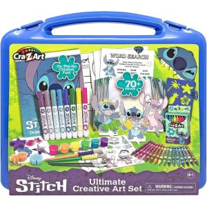 Disney Stitch Kids Ultimate Creative Activity Arts & Crafts Case, 70+ Pieces for Creative Fun with Fan Favorite Stitch, Boys Girls Gift