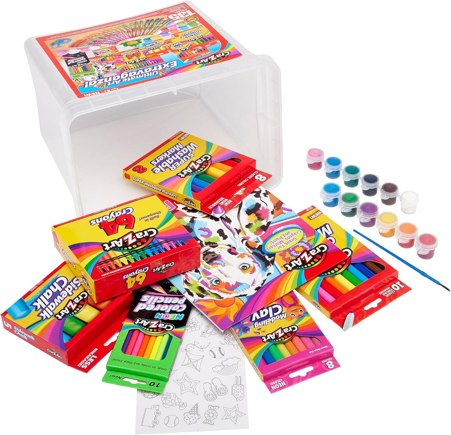image:imageCRAZArt Ultimate Art Extravaganza Art Tub Packed with 135 Pieces Arts amp Crafts Set for Kids Coloring Supplies for Girls and Boys Great for Gifting for Ages 4 and Up