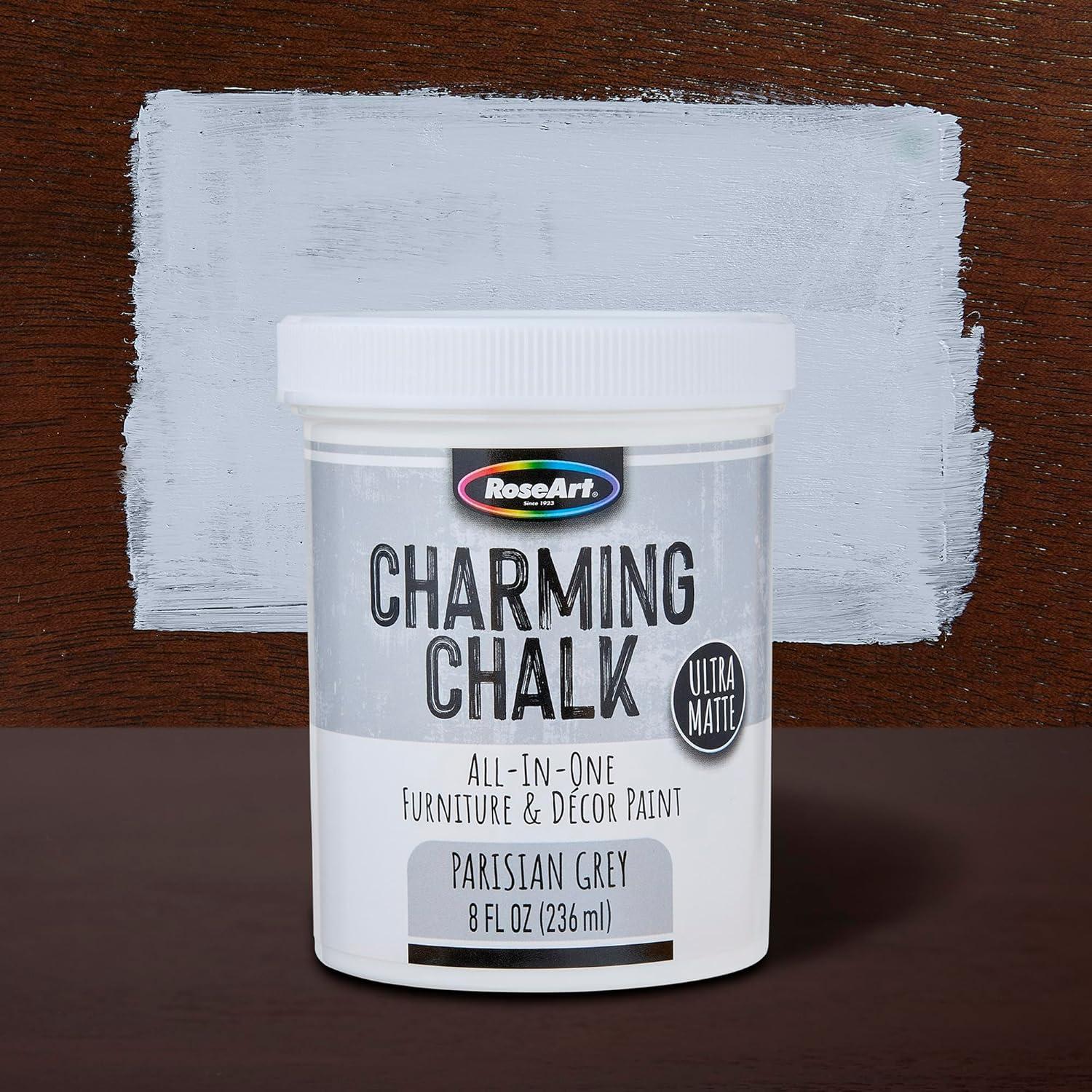 image:imageCharming Chalk AllInOne Furniture amp Dcor Paint  8oz Cottage White Ultra Matte Chalk Finish Paint Ideal For All Techniques Including Distressing No Prep Needed Made In USAParisian Grey