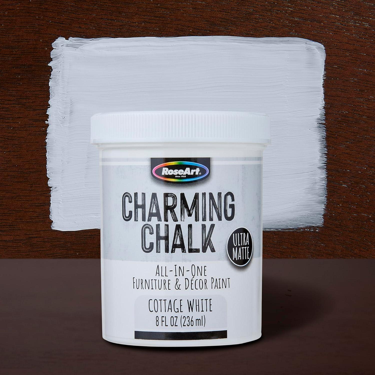 image:imageCharming Chalk AllInOne Furniture amp Dcor Paint  8oz Cottage White Ultra Matte Chalk Finish Paint Ideal For All Techniques Including Distressing No Prep Needed Made In USACottage White