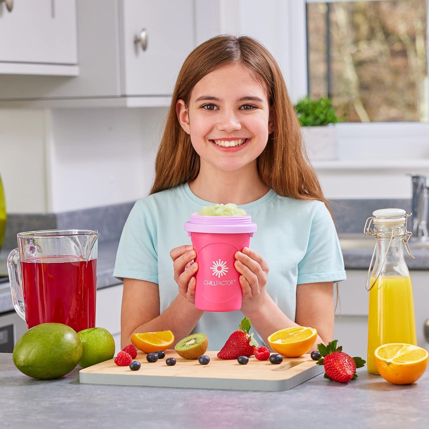 image:imageCraZArt ChillFactor Original Slushie Maker DIY Magic Slushy Maker Super Quick Smoothie Squeeze Cup for Milkshakes Juices Double Layer Cup with Lid amp Spoon BlueLarge