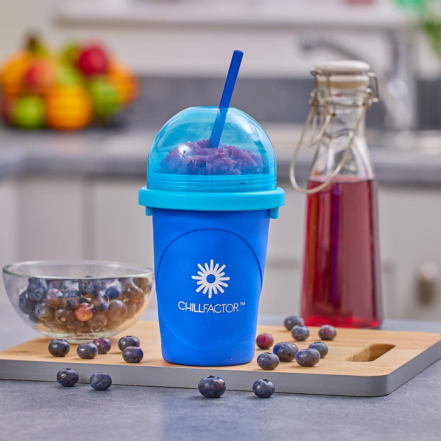 image:imageCraZArt ChillFactor Original Slushie Maker DIY Magic Slushy Maker Super Quick Smoothie Squeeze Cup for Milkshakes Juices Double Layer Cup with Lid amp Spoon BlueLarge