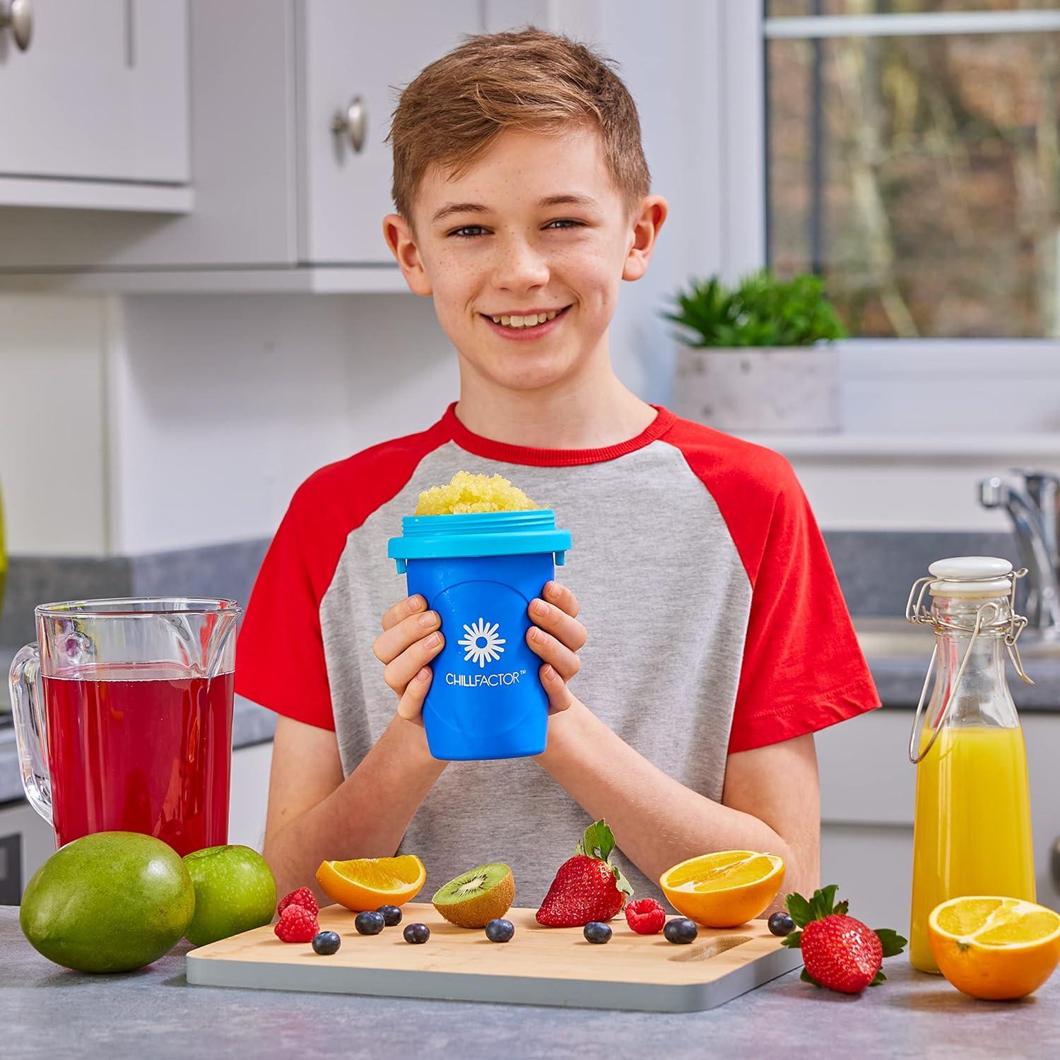 image:imageCraZArt ChillFactor Original Slushie Maker DIY Magic Slushy Maker Super Quick Smoothie Squeeze Cup for Milkshakes Juices Double Layer Cup with Lid amp Spoon BlueLarge