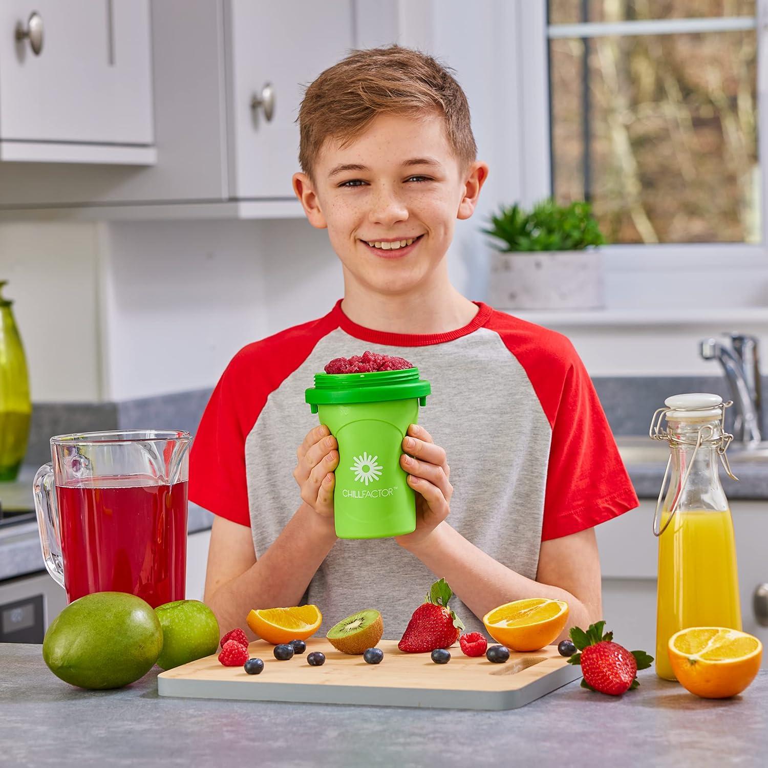 image:imageCraZArt ChillFactor Original Slushie Maker DIY Magic Slushy Maker Super Quick Smoothie Squeeze Cup for Milkshakes Juices Double Layer Cup with Lid amp Spoon BlueLarge