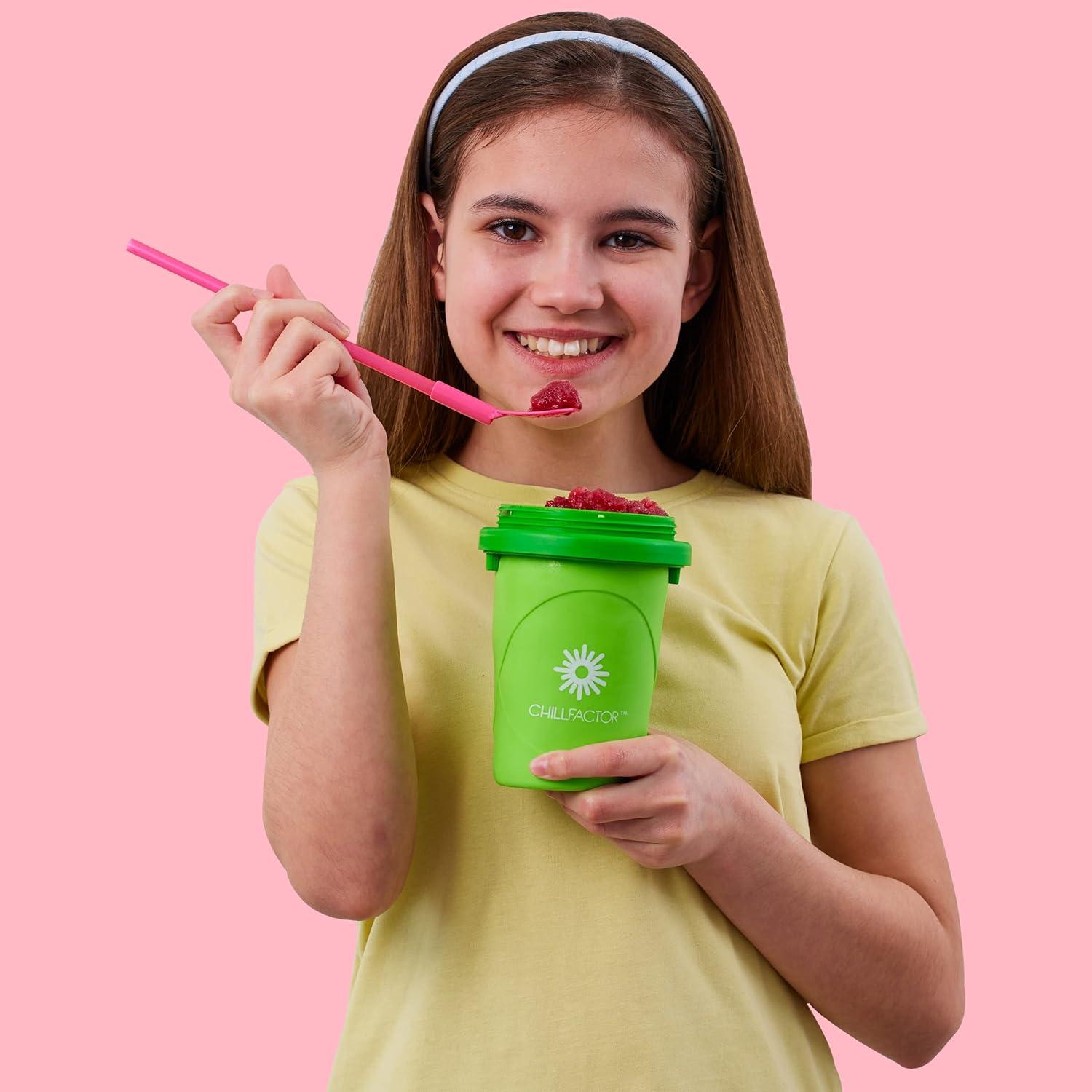 image:imageCraZArt ChillFactor Original Slushie Maker DIY Magic Slushy Maker Super Quick Smoothie Squeeze Cup for Milkshakes Juices Double Layer Cup with Lid amp Spoon BlueLarge