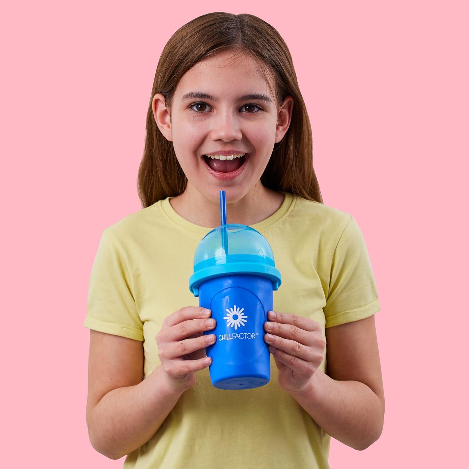 image:imageCraZArt ChillFactor Original Slushie Maker DIY Magic Slushy Maker Super Quick Smoothie Squeeze Cup for Milkshakes Juices Double Layer Cup with Lid amp Spoon BlueLarge