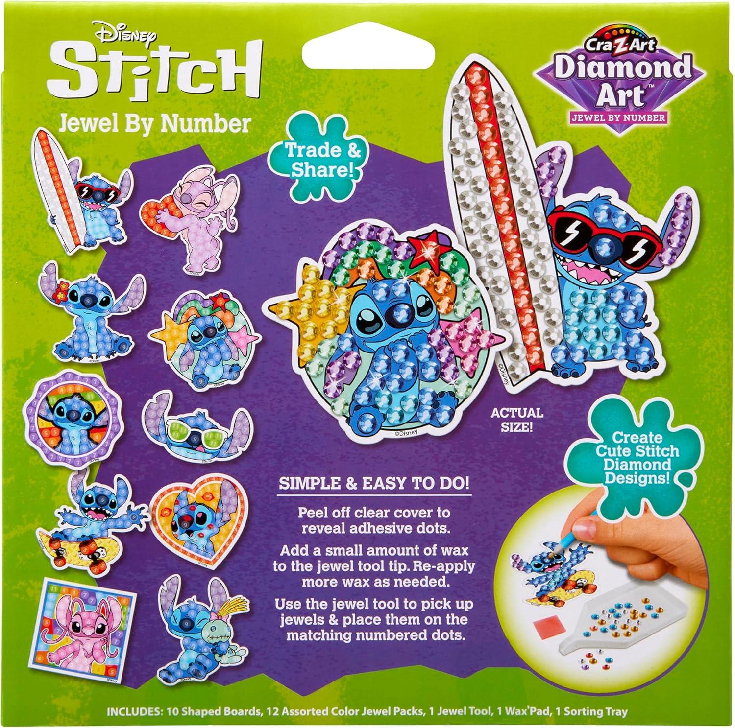 image:imageCraZArt Disney Stitch Gem by Number 10 Pack 10 Individual Stitch Gem by Number Designs Diamond Jewel by Number Art Creative Gem Craft Great Gift for Birthdays for Girls and Boys Ages 6 and Up