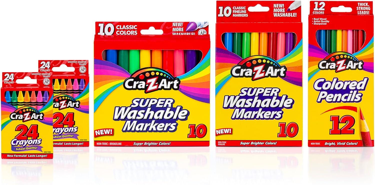 image:imageCraZArt Markers Crayons Colored Pencil Back To School Bundle for K2nd Grade80 Count Pack of 2