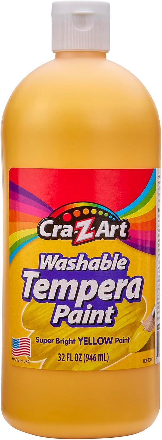 image:imageCraZArt Washable Tempera Paint Bulk Pack 6 Color Set Assorted Colors 32oz each bottle 6 Super Bright Finger Paint Color Great Back to School Teacher Supplies