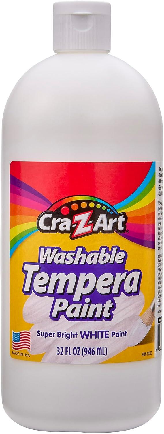 image:imageCraZArt Washable Tempera Paint Bulk Pack 6 Color Set Assorted Colors 32oz each bottle 6 Super Bright Finger Paint Color Great Back to School Teacher Supplies