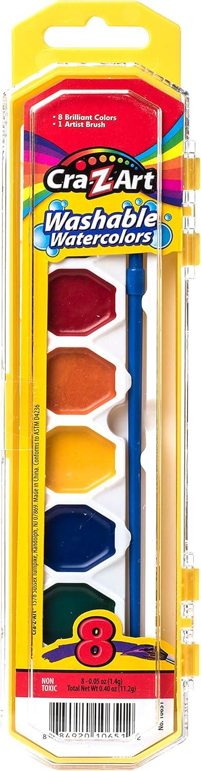 image:imageCraZArt Washable Watercolor 8 Color Paint Sets Bulk Class Pack 36 Kits Back To School Supply List Essential Bulk Pack for School Supply Rooms Day Cares and In Class For Teachers