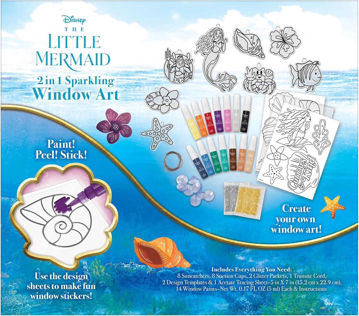 image:imageDisney The Little Mermaid 2in 1 Sparkling Window Art Kit Makes 8 Sparkling Sun Catchers and Window Stickers Ages 6 and Up