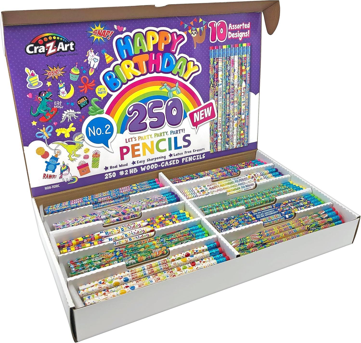 image:imageHappy Birthday Pencils Classpack 250 Count Featuring 10 Unique Designs Teacher Reward Pencils Birthday Party Favors