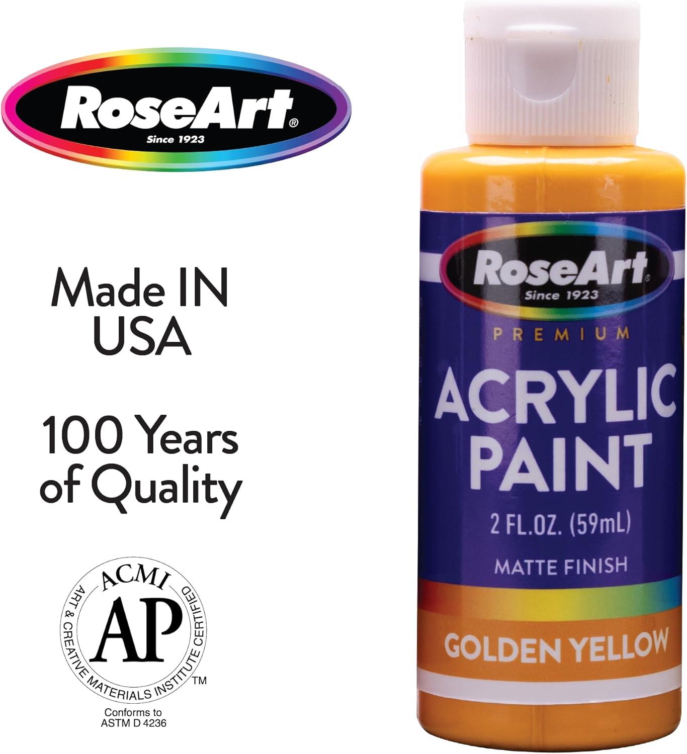 image:imageRoseArt Acrylic Paint Set with Brushes 24 Color Acrylic Paint 2Ounce Bottles each with 6pc Brush Set