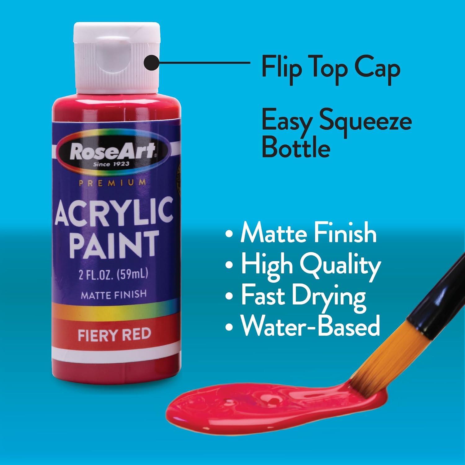 image:imageRoseArt Acrylic Paint Set with Brushes 24 Color Acrylic Paint 2Ounce Bottles each with 6pc Brush Set