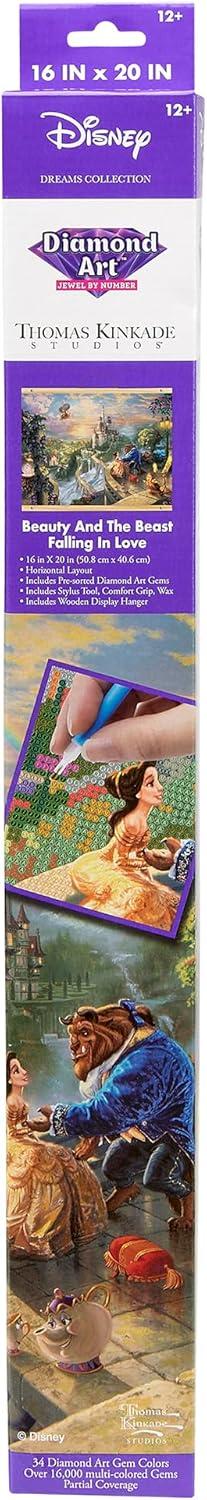 image:imageRoseArt Disney Dreams Thomas Kinkade Diamond Art Painting Kits Beauty and The Beast Falling in Love Scene DIY Diamond Jewel by Number Art 20 x 16 Horizontal Canvas with Wooden Display HangerBeauty and The Beast