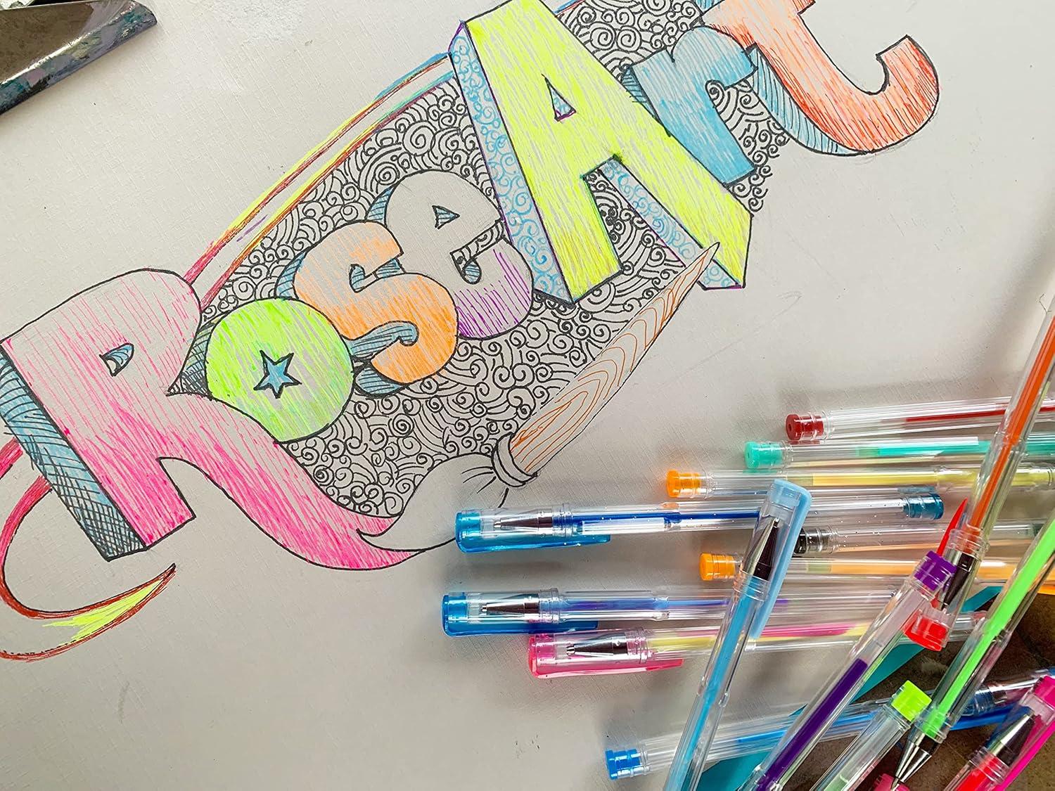 image:imageRoseArt Premium 100ct Gel Pen Set Great for Artists Teachers Students Featuring Classic Neon Pastel Glitter Metallic Neon Glitter and Swirled Colors in Portable Travel Case