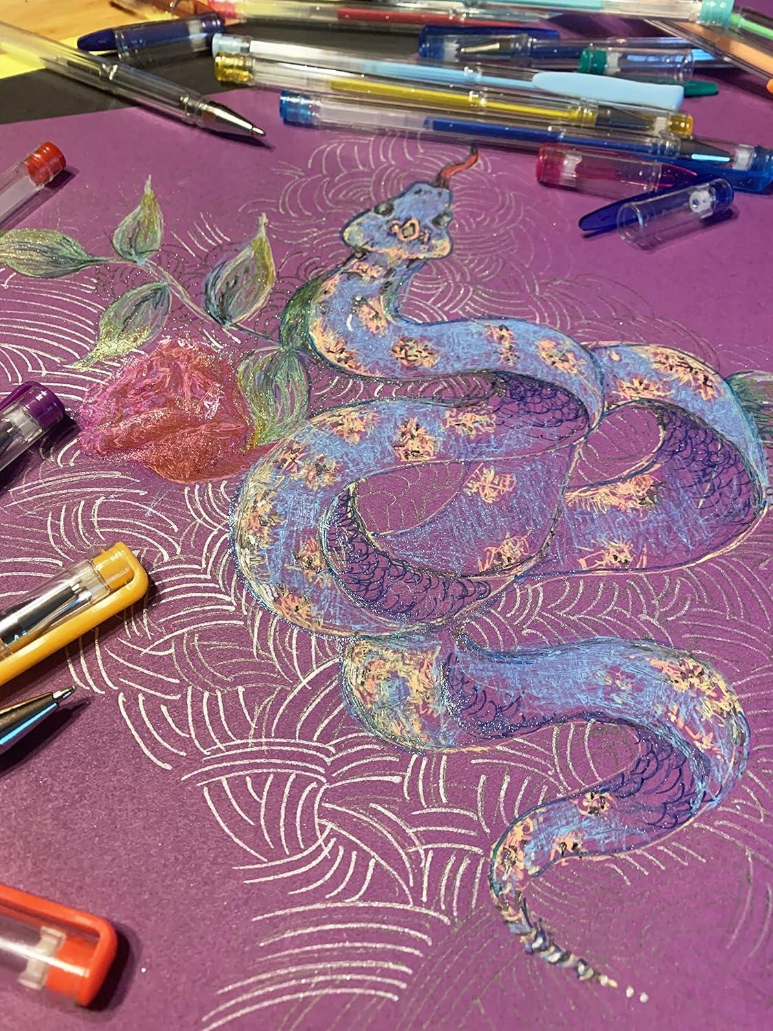 image:imageRoseArt Premium 100ct Gel Pen Set Great for Artists Teachers Students Featuring Classic Neon Pastel Glitter Metallic Neon Glitter and Swirled Colors in Portable Travel Case