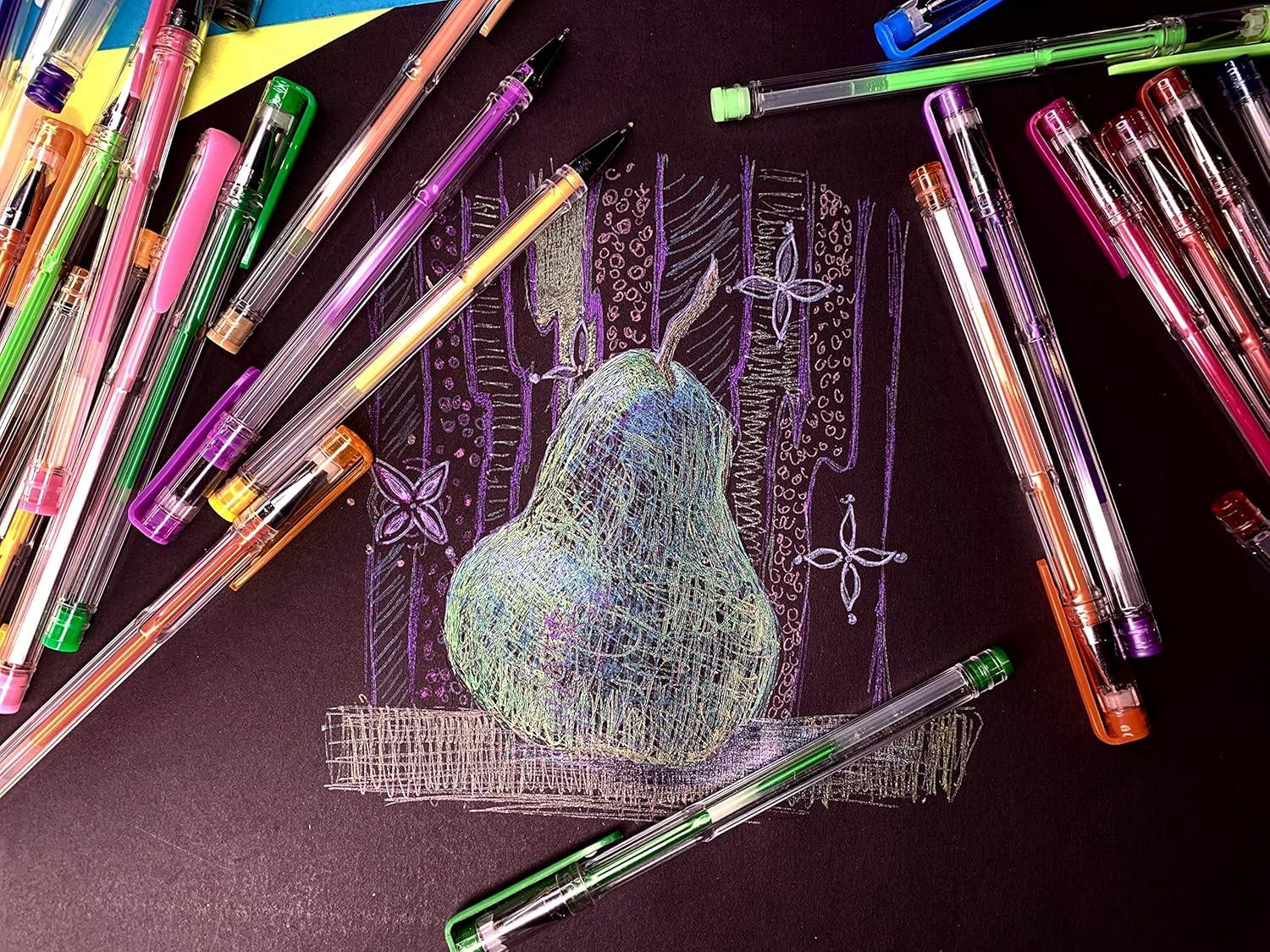 image:imageRoseArt Premium 100ct Gel Pen Set Great for Artists Teachers Students Featuring Classic Neon Pastel Glitter Metallic Neon Glitter and Swirled Colors in Portable Travel Case