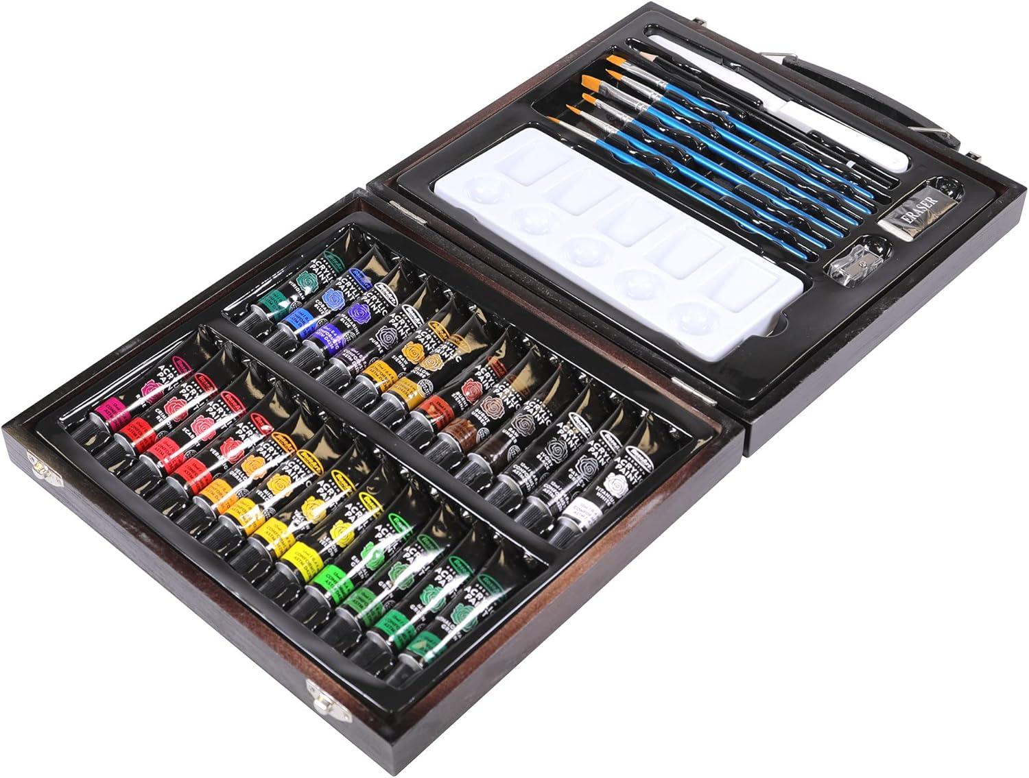 image:imageRoseArt Premium 36ct Acrylic Paint Set in Wooden Case Complete Acrylic Artist Set for Canvas Wood Ceramic and Fabrics Painting Supplies for Casual and Professional Artists 96ml 8440336 Count