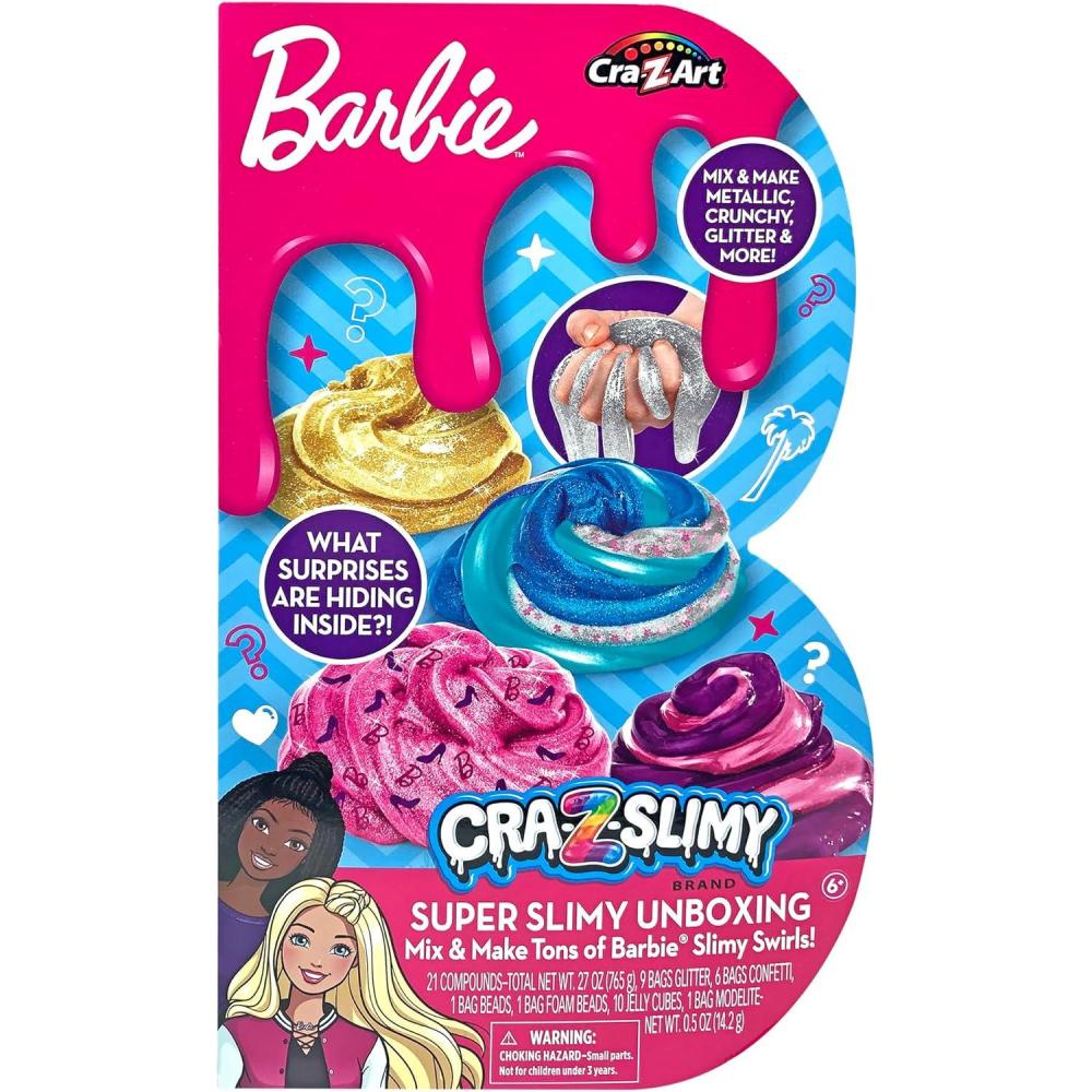 image:imageBarbie CRAZSlimy Super Slimy Unboxing Slime Kit Mix amp Make Tons of Barbie Slime for Ages 6 and Up