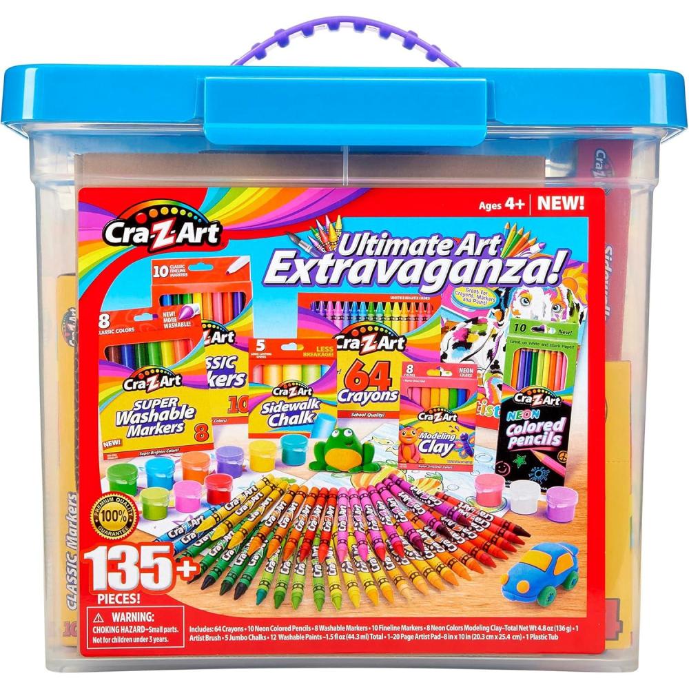 image:imageCRAZArt Ultimate Art Extravaganza Art Tub Packed with 135 Pieces Arts amp Crafts Set for Kids Coloring Supplies for Girls and Boys Great for Gifting for Ages 4 and Up