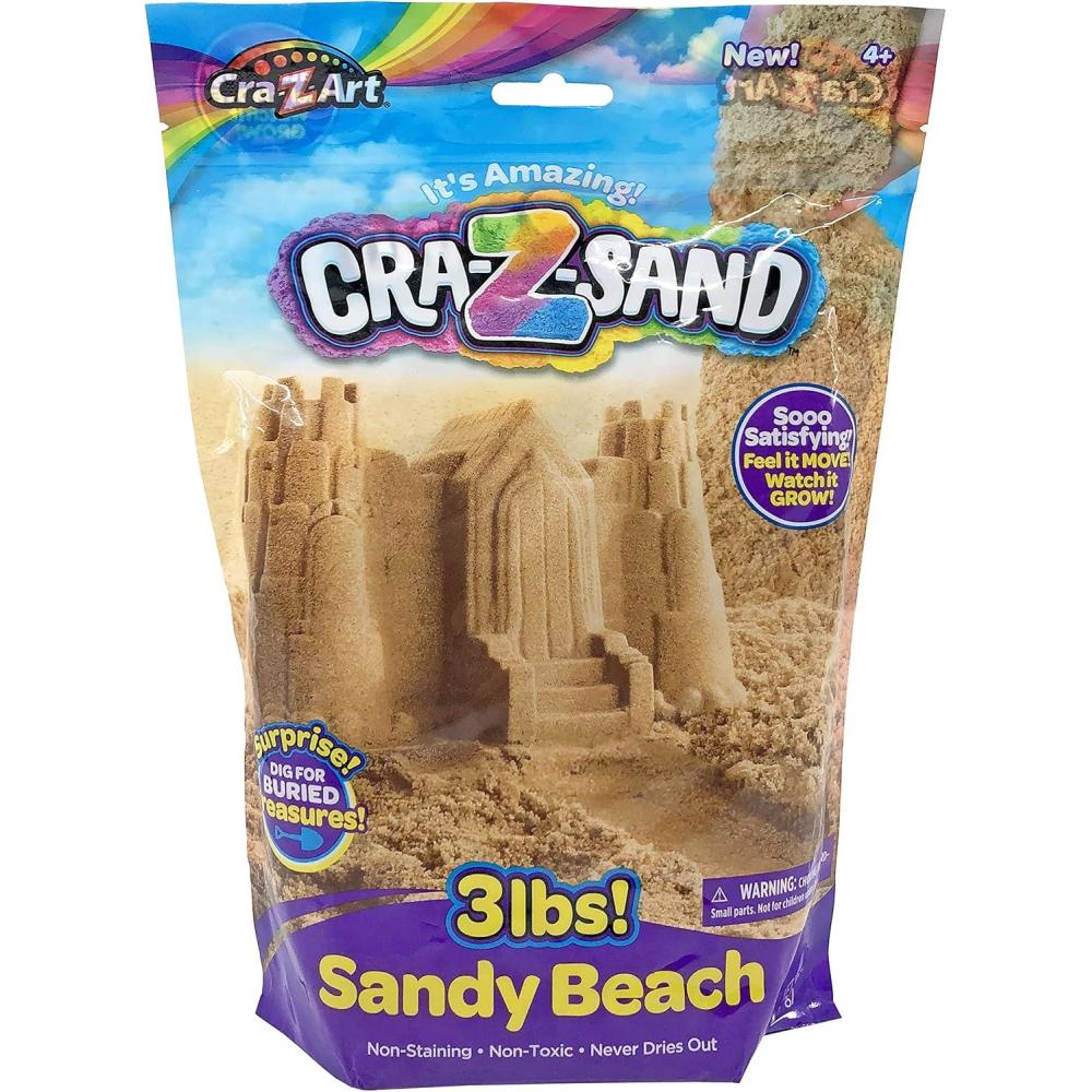 image:imageCRAZSand 3lb Bag of Beach Sand Fun Sensory Toy w Tools for Ages 4Tan Sand