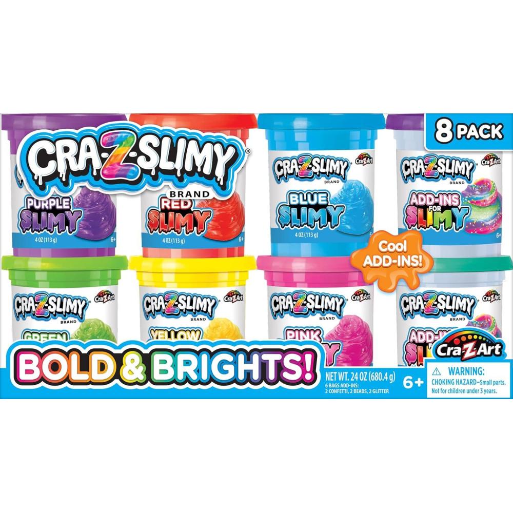 image:imageCRAZSlimy Bold amp Brite 8 Count Stretchy amp Colorful Premade Slime Collection Ages 6 and Up