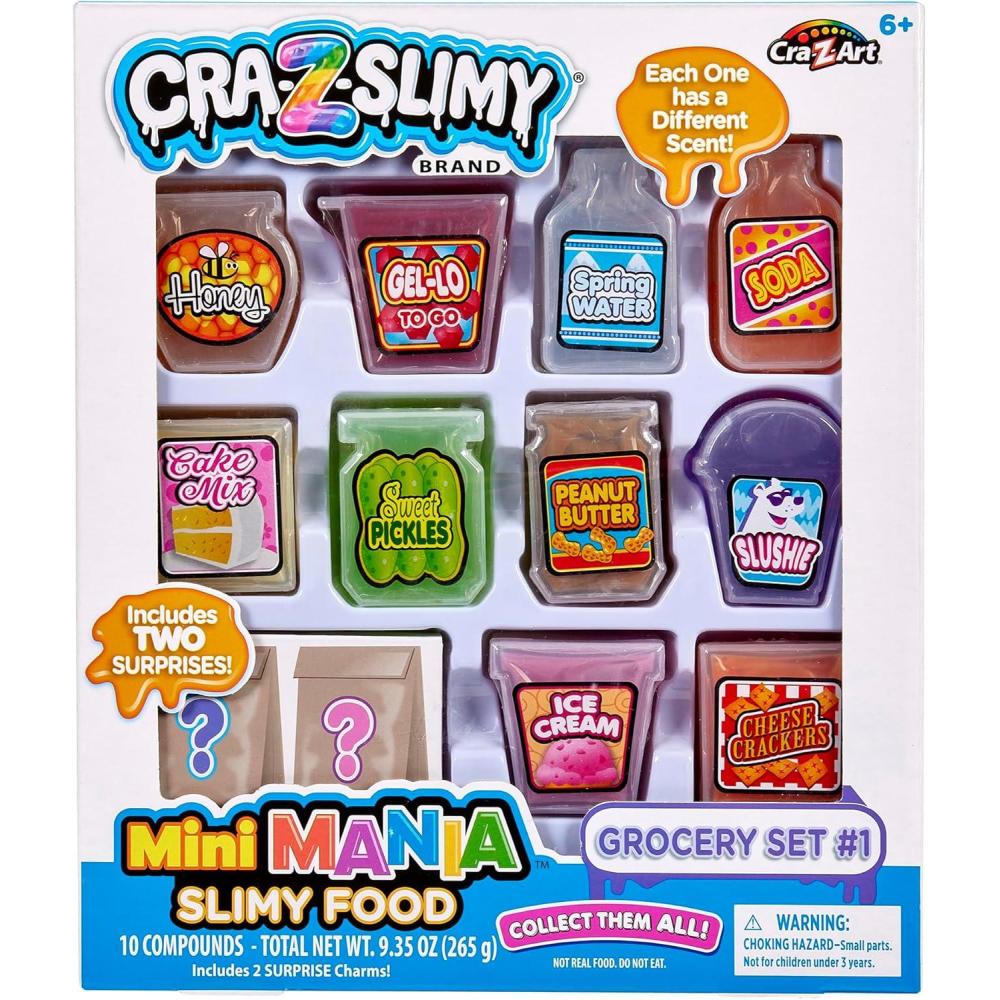 image:imageCRAZSlimy Mini Mania Grocery Slime Set 12 Collectible Mini Food Containers Filled with Scented Slime amp Surprises Party Favor Sensory Toy for Kids Ages 6