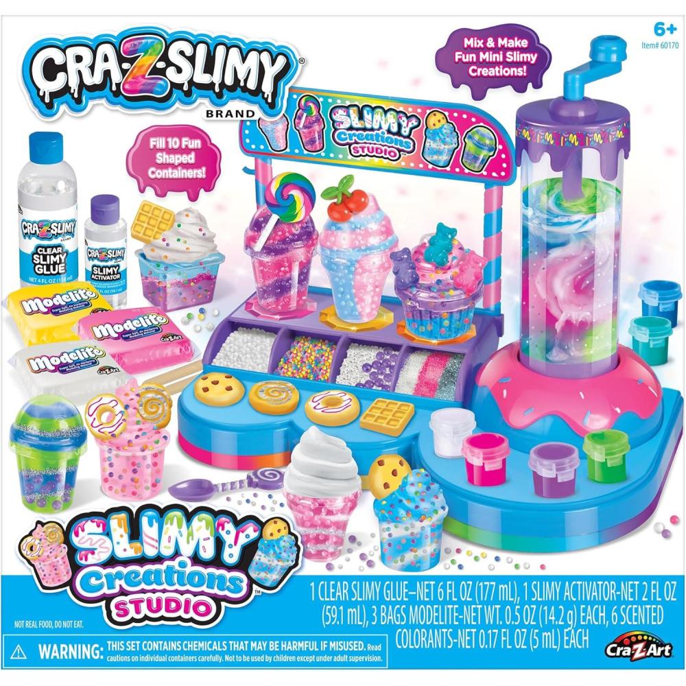 image:imageCRAZSlimy Scented Slimy Creations Studio Dessert amp Drink Slime Making Kit with Mixing Station 10 Mini Containers amp Colorful Scents DIY Slime Lab for Kids Ages 6
