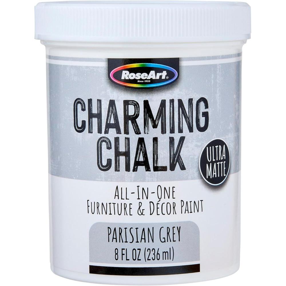 image:imageCharming Chalk AllInOne Furniture amp Dcor Paint  8oz Cottage White Ultra Matte Chalk Finish Paint Ideal For All Techniques Including Distressing No Prep Needed Made In USAParisian Grey