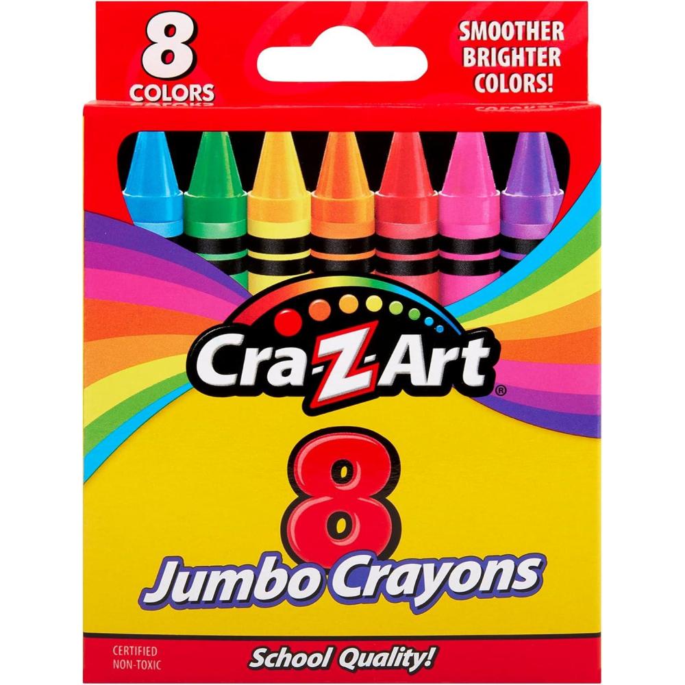 image:imageCraZArt 8ct Jumbo Crayons for Children Back to School Essential for Ages 3 and Up