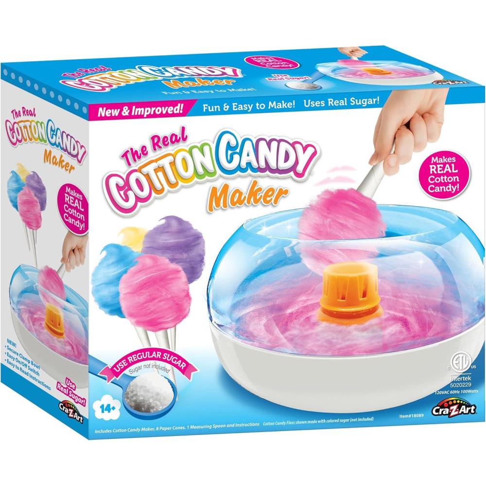 image:imageCraZArt Cotton Candy Maker DIY Homemade Real Cotton Candy Machine for Kids Comes with Paper Cones and Measuring Spoons