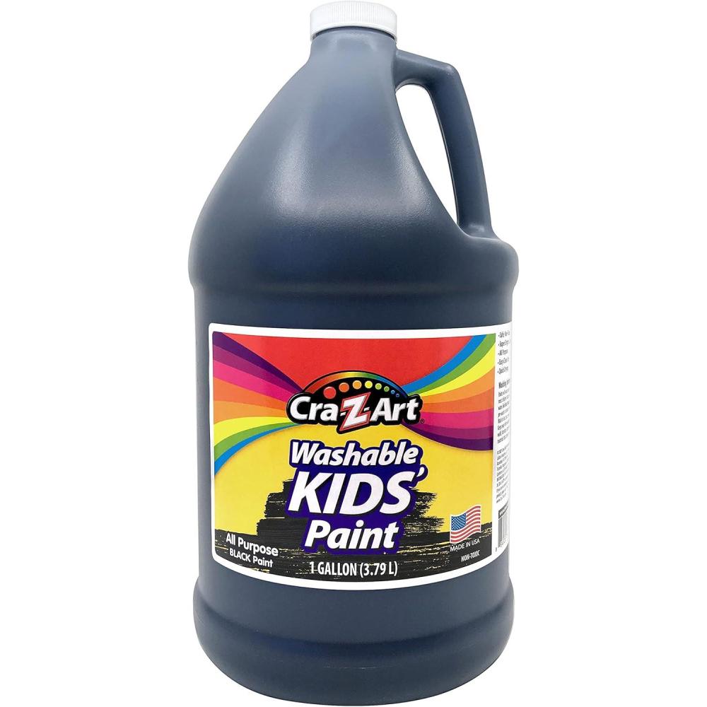 image:imageCraZArt Kids Washable Tempera Poster Paint NonToxic Art Supplies  White  1 GallonBlack