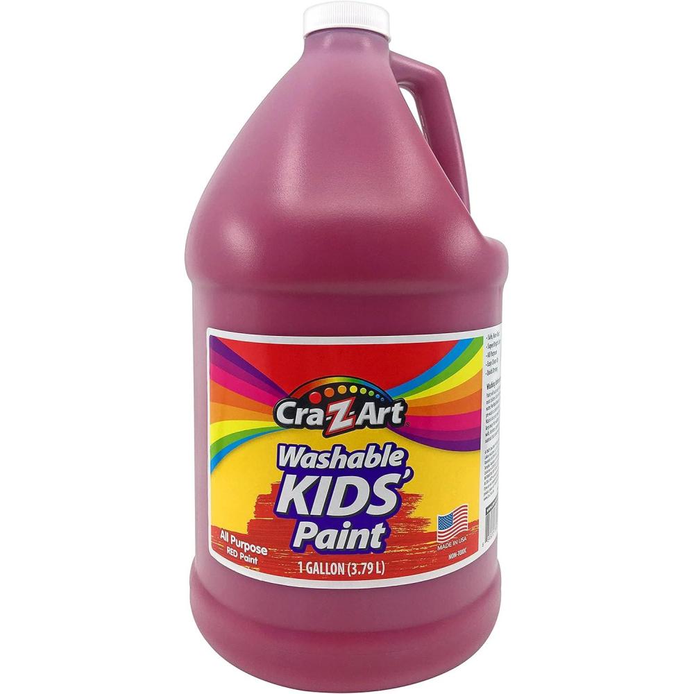 image:imageCraZArt Kids Washable Tempera Poster Paint NonToxic Art Supplies  White  1 GallonRed
