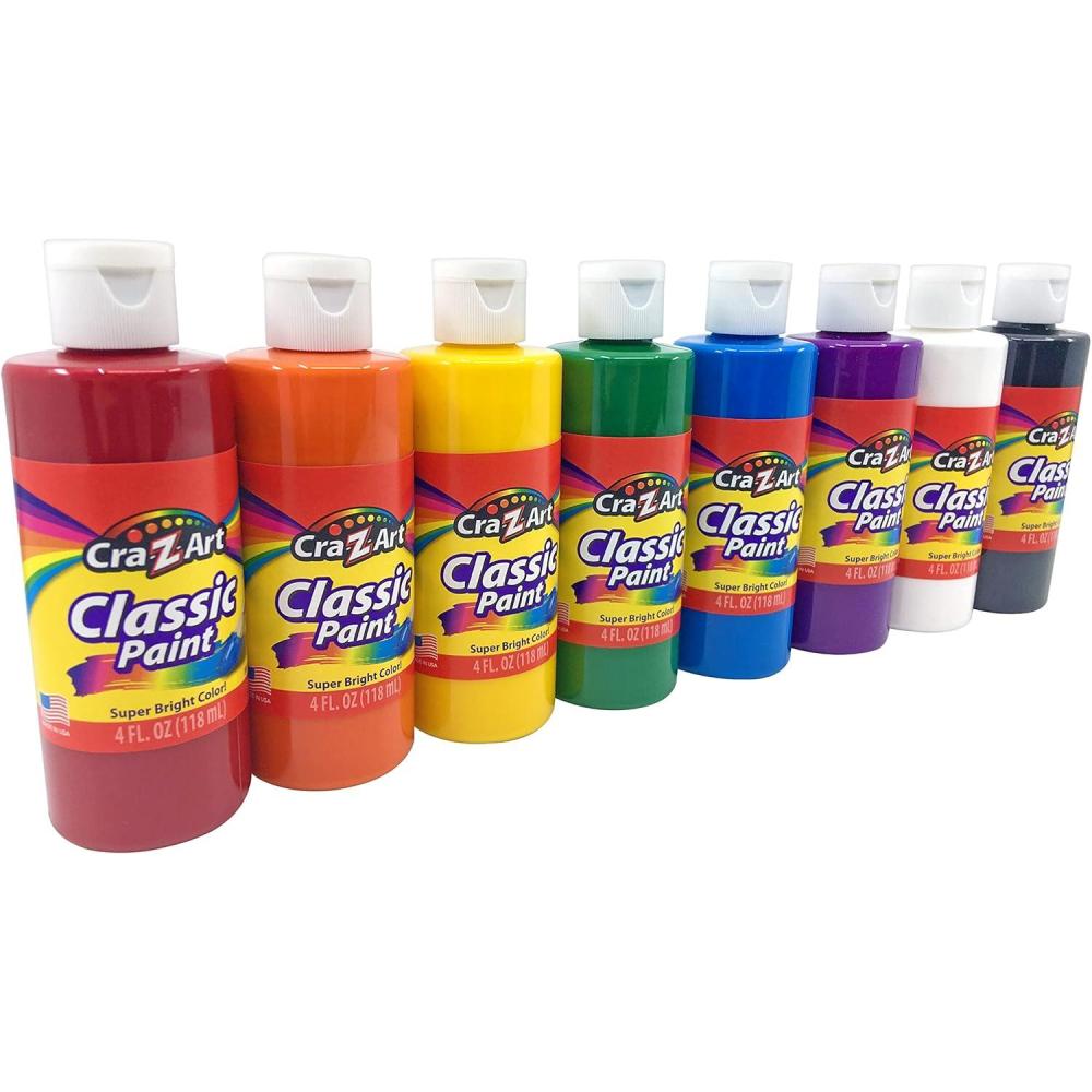 image:imageCraZArt Washable Classic Paint Bulk Pack 8ct Assorted Colors 4oz each bottle 32ozOriginal