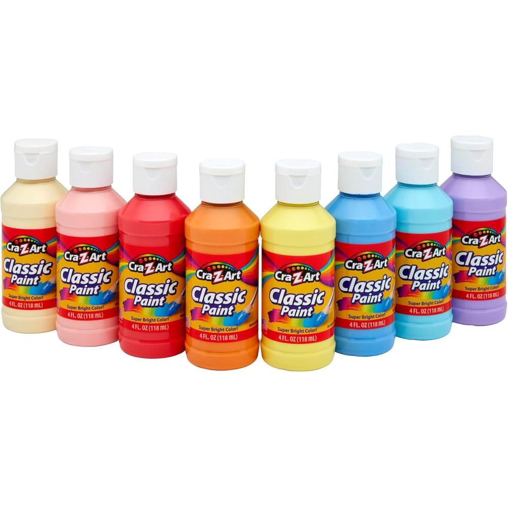 image:imageCraZArt Washable Classic Paint Bulk Pack 8ct Assorted Colors 4oz each bottle 32ozPastels