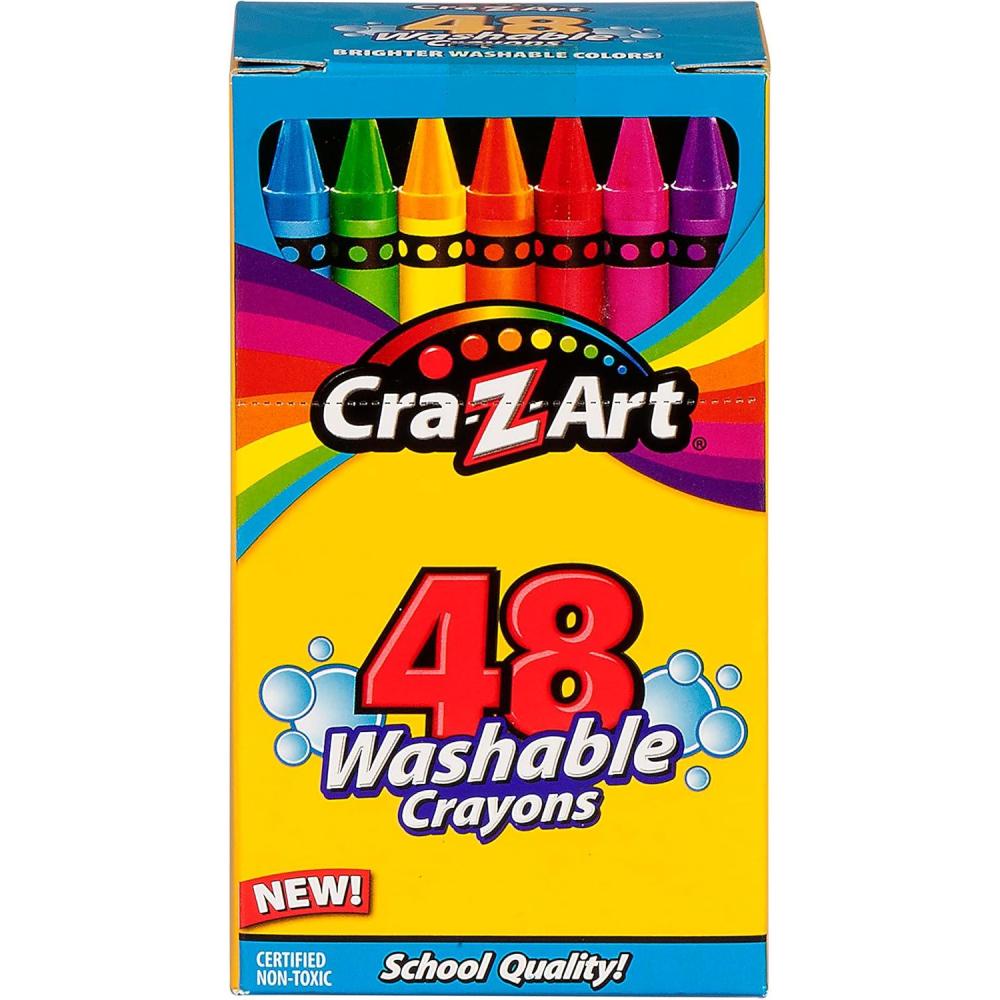 image:imageCraZArt Washable Crayons Bulk Pack 24 Count 6 Packs of Crayons Bulk School Supplies for Classroom Back to School Essentials1 Count Pack of 48