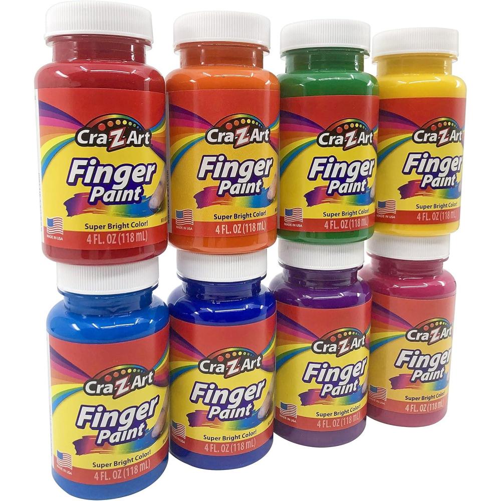 image:imageCraZArt Washable Glitter Paint Bulk Pack 8ct Assorted Colors 4oz each bottleFinger 4 ounce