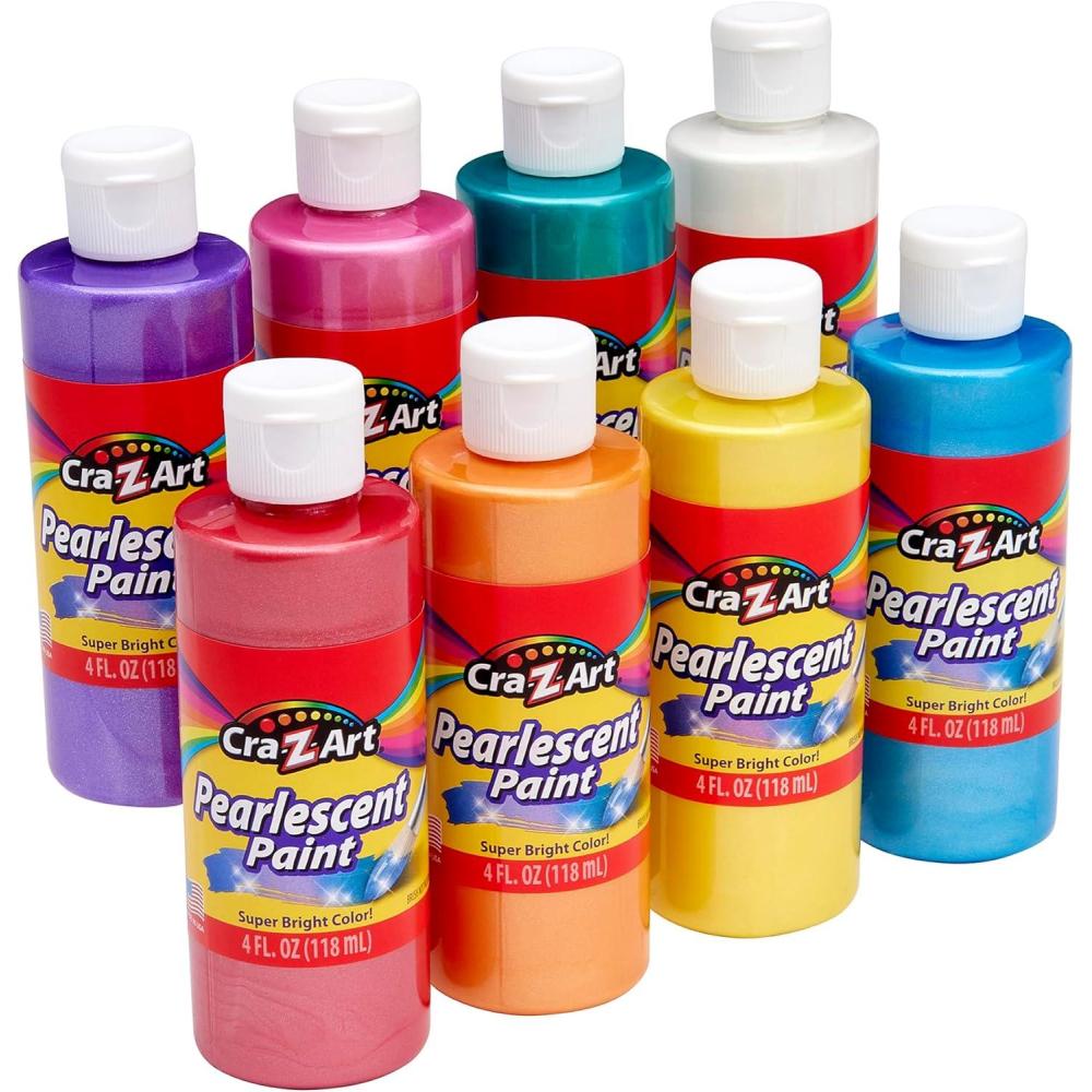 image:imageCraZArt Washable Glitter Paint Bulk Pack 8ct Assorted Colors 4oz each bottlePearlescent 4 ounce