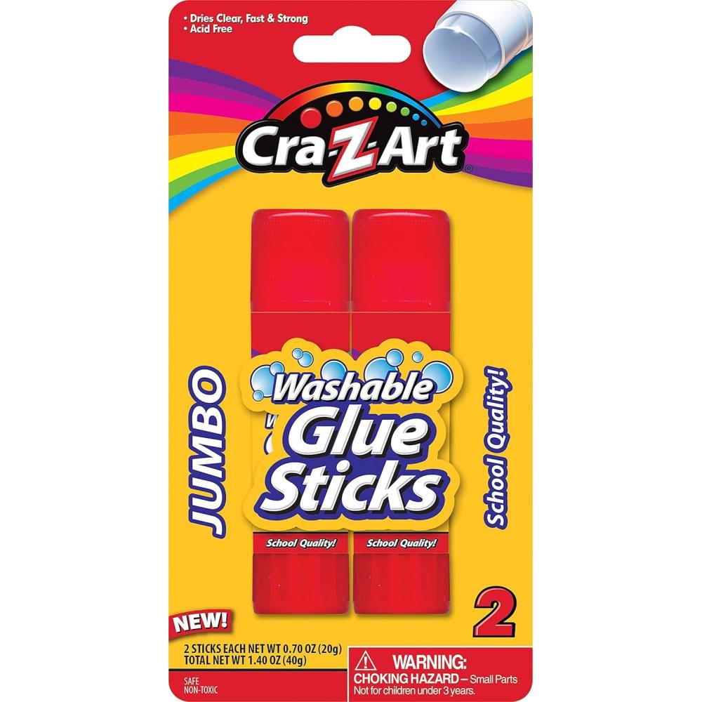 image:imageCraZart Washable Glue Sticks Pack of 3 11303white2 Count