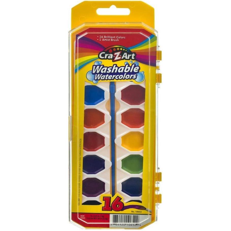 image:imageCraZart Washable Watercolors with Brush 8 Colors 1 Tray 1065116 Count Pack of 1