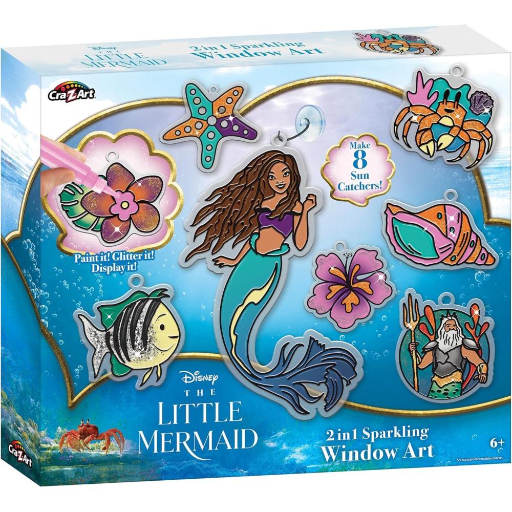 image:imageDisney The Little Mermaid 2in 1 Sparkling Window Art Kit Makes 8 Sparkling Sun Catchers and Window Stickers Ages 6 and Up