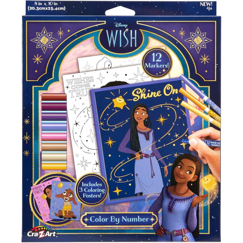 image:imageDisney Wish Color by Number with Markers Creative Art Activity Set Ages 4 and Up