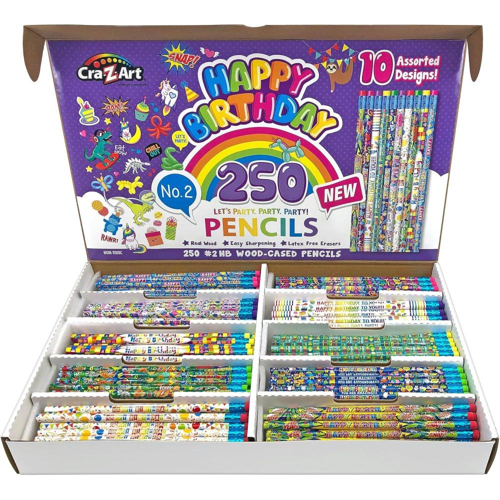 image:imageHappy Birthday Pencils Classpack 250 Count Featuring 10 Unique Designs Teacher Reward Pencils Birthday Party Favors