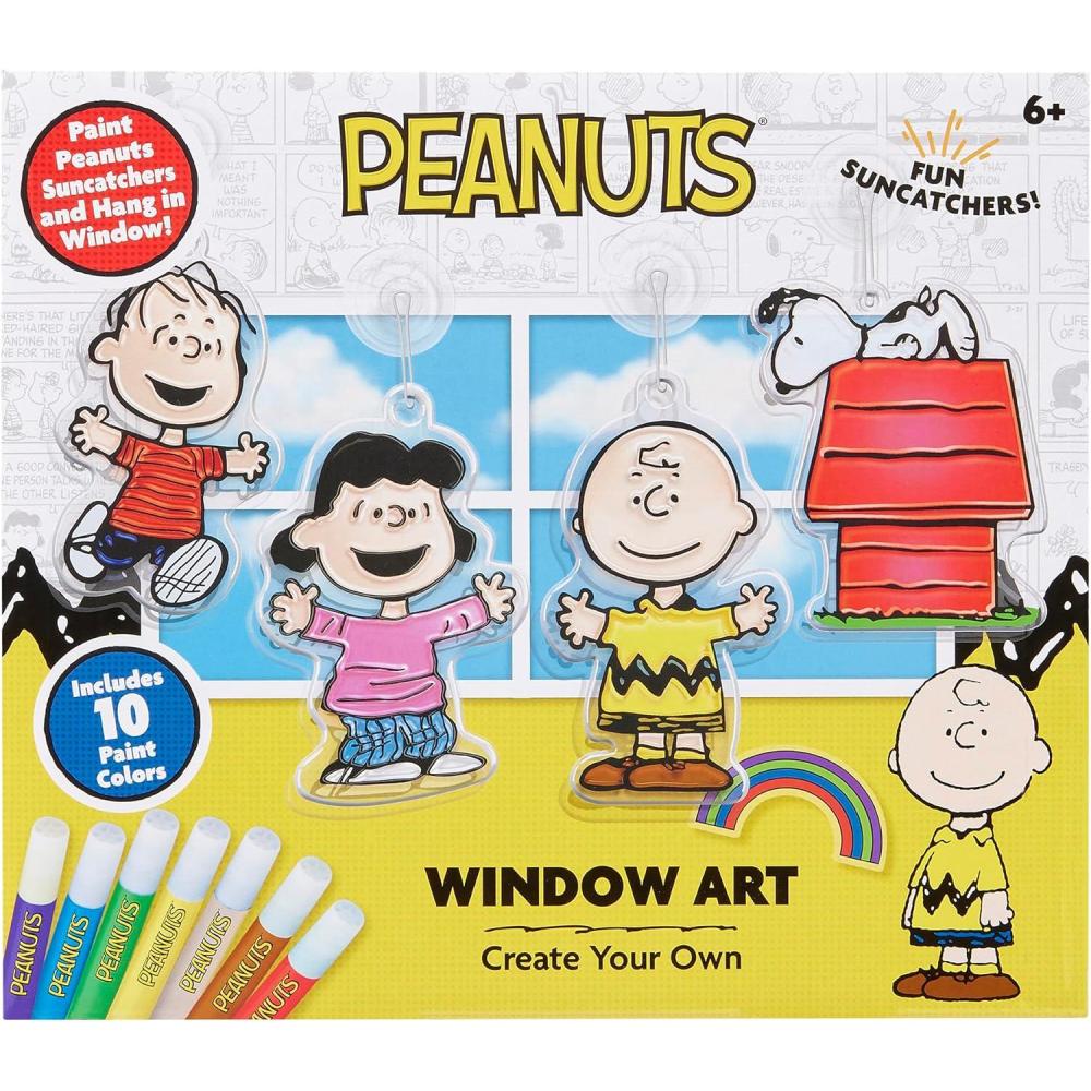 image:imagePeanuts Window Art Suncatcher Kit for Kids  Paint Your Own Charlie Brown amp Snoopy Window Clings with 10 Vivid Paint Colors  DIY Suncatcher Craft Set for Creative Fun amp Window Dcor Ages 6