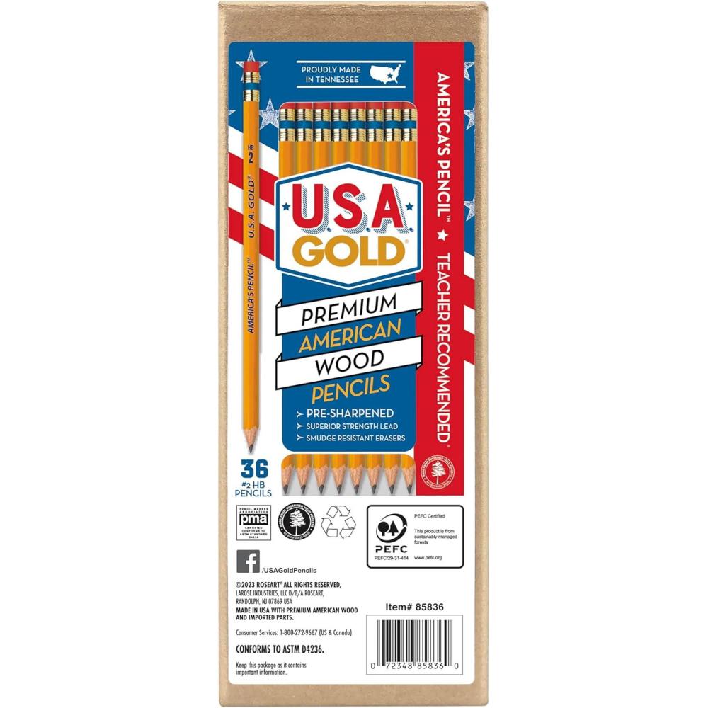 image:imageRose Art USA Gold PreSharpened American Wood Cased 2 HB Yellow Pencils 36 Pack